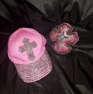 Womans embellished cross cap